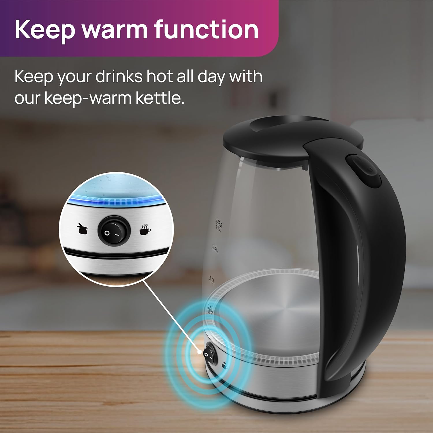 Wipro Elato BK214 1.8 litre Glass LED electric Kettle| Auto cut off
